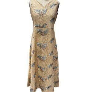 S.O.I.E. Floral Overlay Metallic Lace Dress – Size Medium